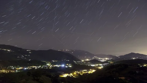 Star Trails over Valley Stock Footage 98502334