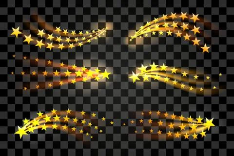 Star trails set on transparent background Stock Illustration