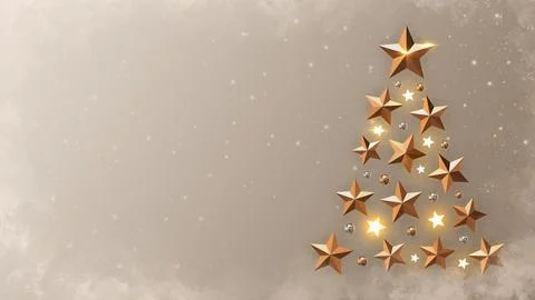 Star Tree Christmas Background Presentation Template Illustration Golden Effects Illustrazione stock