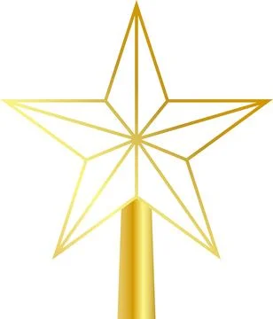Star Tree Topper isolated on white background. Gold Christmas star set Stock Illustration