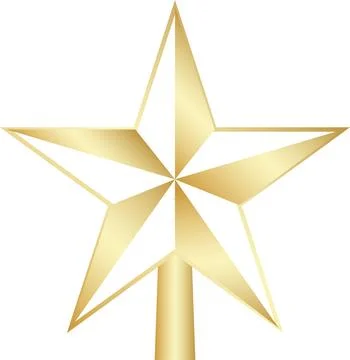 Star Tree Topper isolated on white background. Gold Christmas star set Stock Illustration