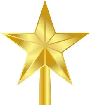 Star Tree Topper isolated on white background. Gold Christmas star set Stock Illustration