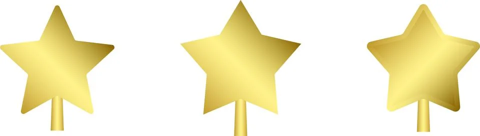Star Tree Topper isolated on white background. Gold Christmas star set Stock Illustration