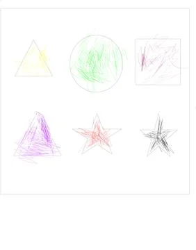 A star, a triangle,a square are painted with a pen Stock Illustration
