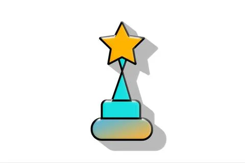 Star trophy icon flat 4k animation,golden trophy cups isolated on white,Star awa Illustrazione stock