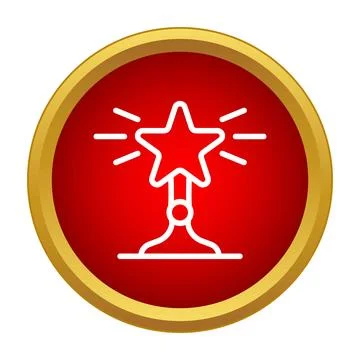 Star trophy standing on base with radiating light lines Stock Illustration