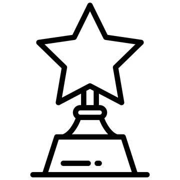 Star trophy vector line icon, school and education icon. Stock Illustration