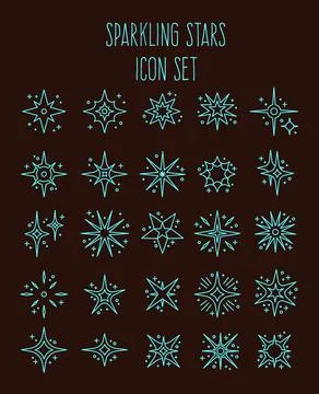 Star twinkling. Line icon. Celestial sparkle, glitter shine minimalist symb.. Ilustración de archivo
