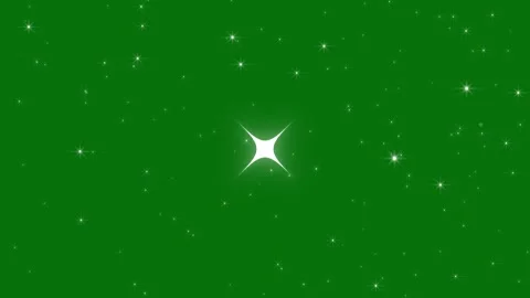 Star Twinkling White Blinking Light Effect with Festive Starry Sky Green 4K Stock Footage 343990752