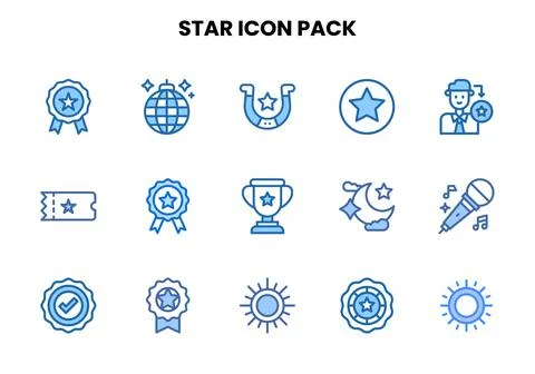 Star Two Colour Icons Pack Stock Illustration