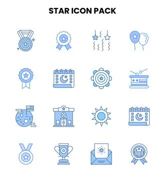 Star Two Colour Set Icons Pack Illustrazione stock
