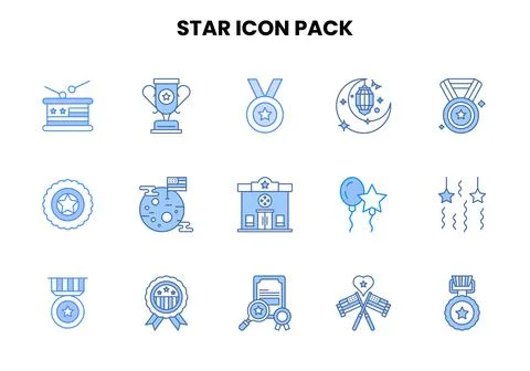 Star Two Colour Set Icons Pack Stockillustratie