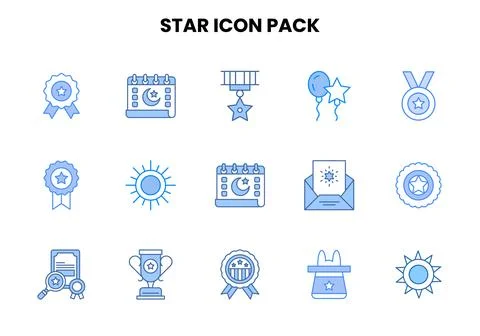 Star Two Colour Vector Icons Pack Stock Illustration