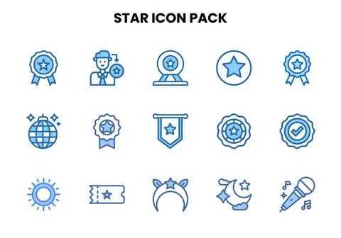 Star Two Colour Vector Icons Pack Stock Illustration
