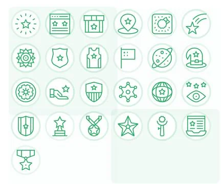 Star Vector Icon Library with 25 Regular Line 64x64 Pixel Optimized Designs 스톡 일러스트