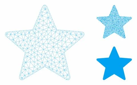 Star Vector Mesh Network Model and Triangle Mosaic Icon 库存插图