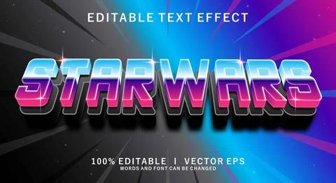 Star wars 3d vector text effect with modern style design Stock Illustration