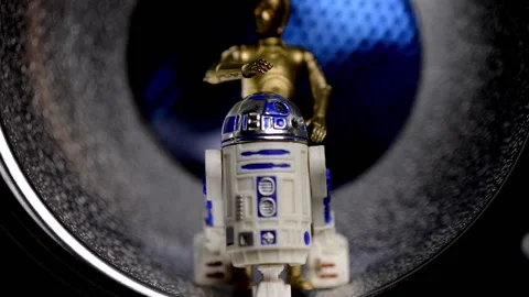 Star wars figures r2d2 and c3po shot against Stock-Footage 157252788