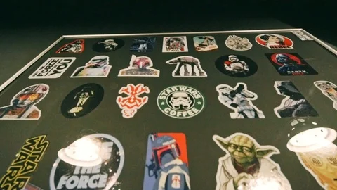 Star Wars stickers in frame Stock Footage 115699379