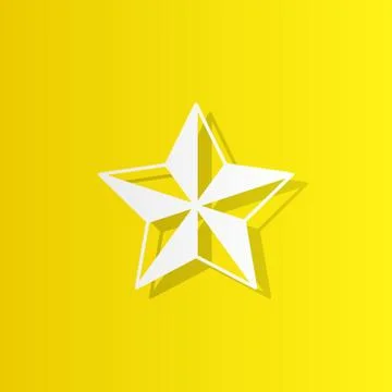 Star white icon with shadow Stock Illustration