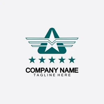 Star with wing logo icon vector illustration design template Illustrazione stock