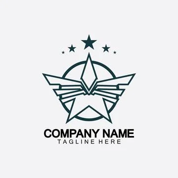 Star with wing logo icon vector illustration design template Illustrazione stock