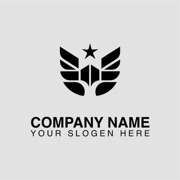 Star wings logo design vector template for military company aviation security Stock Illustration
