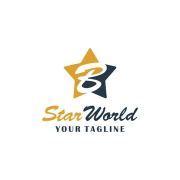 Star World B Logo Simple and Symbol, abstract Stock Illustration