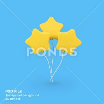 Star yellow balloon isolated 3d render icon illustration PSD Template