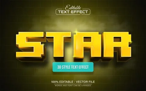 Star yellow pixel 3d text effect editable Illustrazione stock