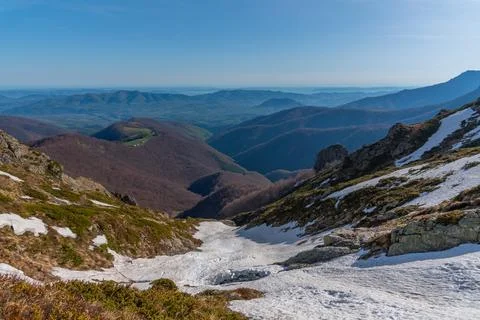 Stara Planina mountain range viewed from the path towards Botev peak, Bulgari Stock Photos