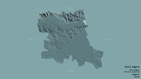 Stara Zagora, Bulgaria. Colored elevation map Stock Illustration