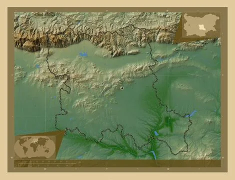 Stara Zagora, Bulgaria. Colored elevation map with lakes and rivers イラスト素材