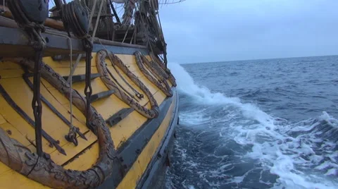 Starboard old frigate Stock-Footage 61054989