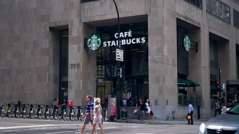 Starbucks Cafe - Smooth Cinematic Shot Stock Footage