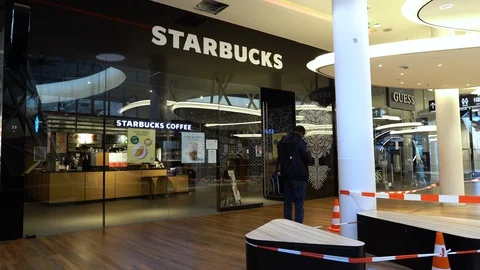 Starbucks Closed Corona Shutdown Stock Footage 129717787