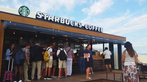Starbucks Coffee, in Monte-Carlo, Monaco - 4K Video Stock Footage