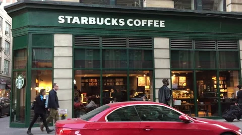 Starbucks Coffee in NYC Stock Footage 49957353