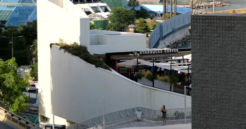 Starbucks Coffee Restaurant On Rooftop Stock Footage 146163225