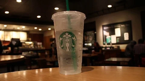 Starbucks Iced Water Stock Footage 78954656