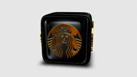 Starbucks Logo Icon Cube, Alpha Channel, Looped, Exclusive Stock Footage 302098775