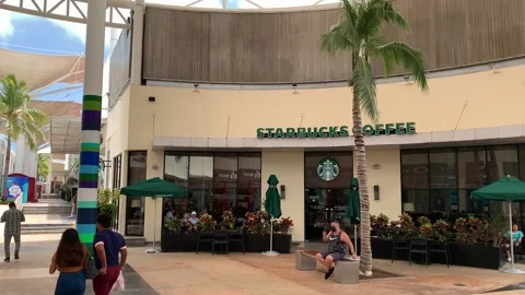 Starbucks in the mall Stock Footage