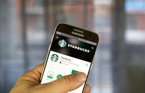 Starbucks mobile application. Stock Photos