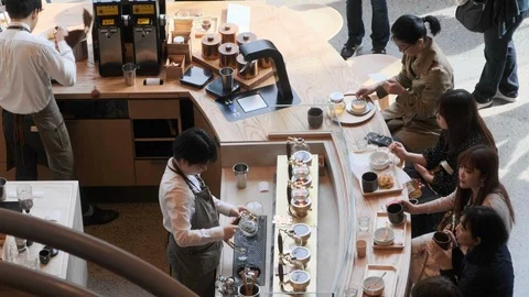 Starbucks Reserve Roastery Customer Stock Footage 106792725