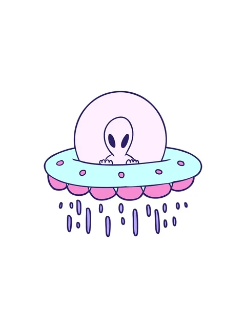 Starburst effect animation of cartoon alien UFO Stock Footage 324134487
