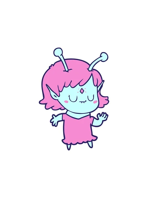 Starburst effect animation of a cartoon alien girl dancing Stock Footage 324201447