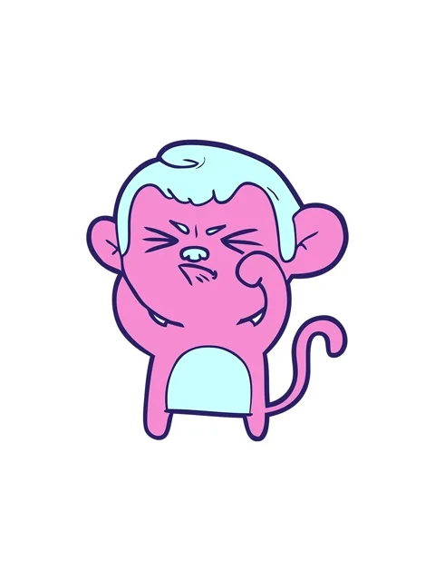 Starburst effect animation of cartoon angry monkey Stock Footage 324320446