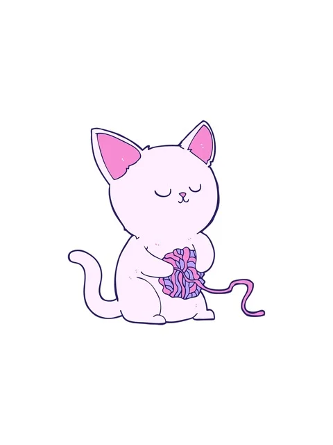 Starburst effect animation of cartoon cat playing with ball of yarn 库存影片 324413913