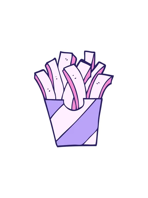 Starburst effect animation of cartoon doodle fries Stock Footage 324042431