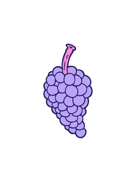 Starburst effect animation of cartoon doodle bunch of grapes Stock Footage 324295356